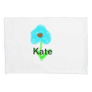 Blue green watercolor add your name text custom pillowcase