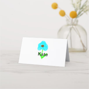 Blue green watercolor add your name text custom  place card