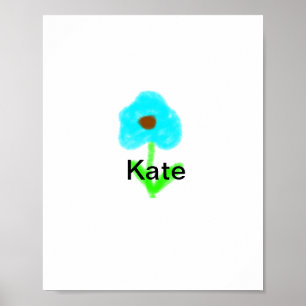 Blue green watercolor add your name text custom poster