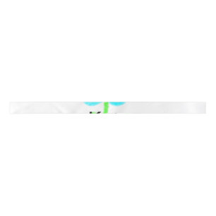 Blue green watercolor add your name text custom  satin ribbon