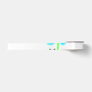 Blue green watercolor add your name text custom satin ribbon