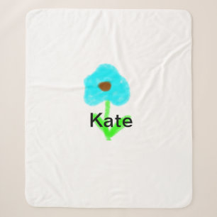 Blue green watercolor add your name text custom sherpa blanket