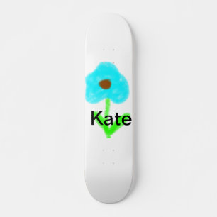Blue green watercolor add your name text custom skateboard