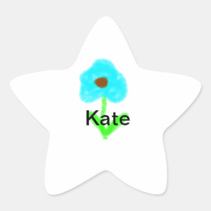 Blue green watercolor add your name text custom star sticker