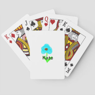 Blue green watercolor add your name text custom t playing cards