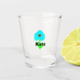 Blue green watercolor add your name text custom t shot glass