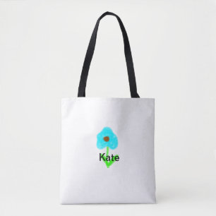 Blue green watercolor add your name text custom tote bag