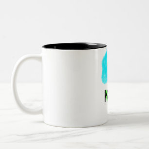 Blue green watercolor add your name text custom Two-Tone coffee mug