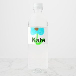 Blue green watercolor add your name text custom water bottle label