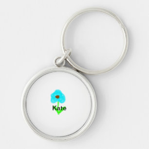 Blue green watercolor add your name text key ring