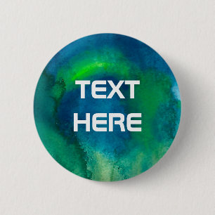 Blue Green Watercolor custom text 6 Cm Round Badge