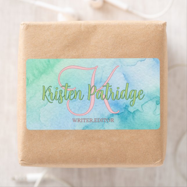 blue green watercolor editor writer name monogram  (Insitu)