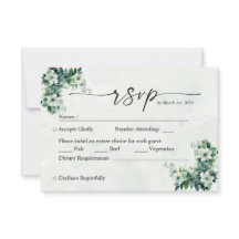 Blue Green watercolor flowers customisable RSVP