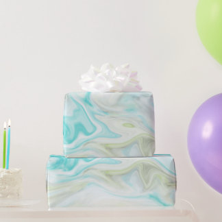 Blue & Green Watercolor Marble  Wrapping Paper