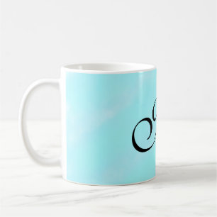 Blue green watercolor monogram add letter pastel coffee mug