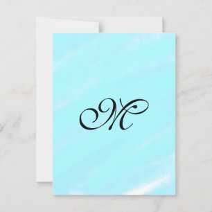 Blue green watercolor monogram add letter pastel postcard