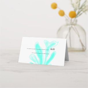 Blue green watercolor sea weed custom wedding place card
