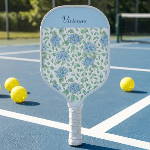 Blue Green Watercolor Wildflower Custom Name Pickleball Paddle
