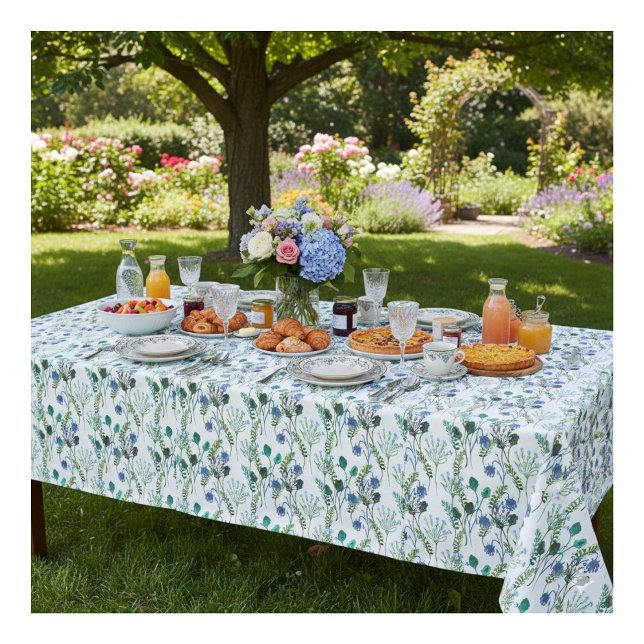 Blue Green Watercolor Wildflower Tablecloth (Creator Uploaded)