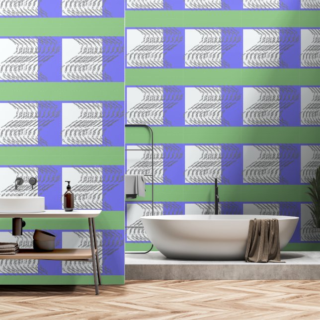 Blue Green Wave Links Wallpaper (Bathroom)