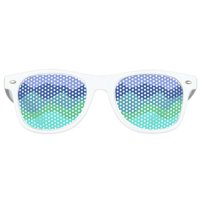 Blue Green Waves Colour Gradient  Retro Sunglasses (Front)