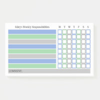 Blue Green Weekly Responsibilities Chore Chart