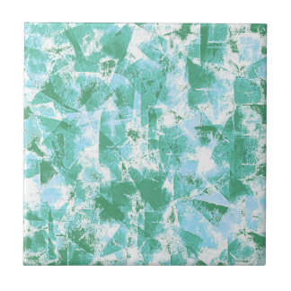 Blue Green White Abstract Ceramic Tile