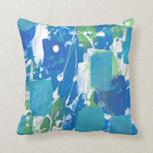 Blue Green White Abstract Cushion