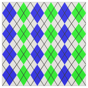 Blue Green White Argyle Diamond Design Fabric