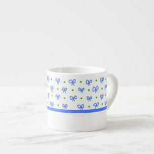 Blue/Green/White Bows Mini-print Espresso Mug