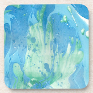 Blue Green White Marble Look Modern Template Coaster