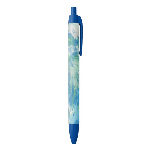Blue Green White Modern Elegant Abstract Template Ink Pen (Bottom (Vertical))