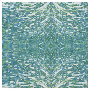 Blue Green & White Nautical Coastal Fabric 'Belise