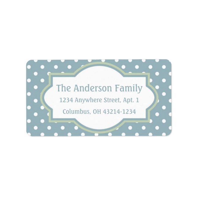 Blue Green & White Polka Dot Return Address Label (Front)
