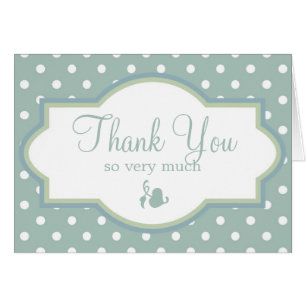 Blue Green & White Polka Dot Thank You Cards