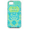 Blue, Green, White Striped Damask iPhone 5