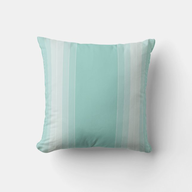 Blue Green White Striped Template Trend Colours Cushion (Front)