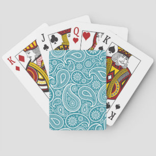 Blue-Green & White Vintage Paisley Pattern Playing Cards