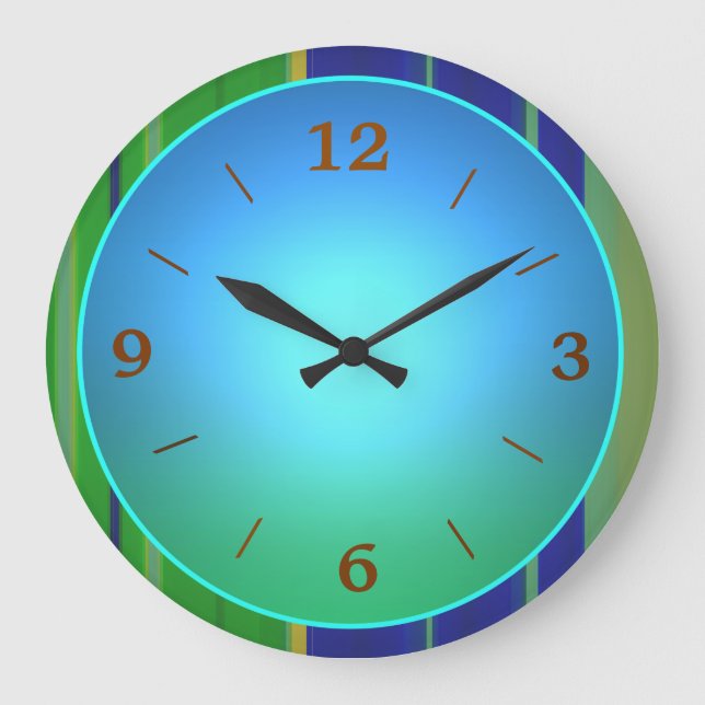 Blue Green with  Bright Aqua Centre Large Clock (Front)