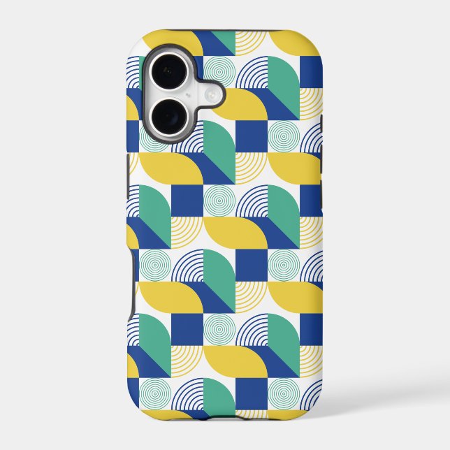 Blue Green Yellow Abstract Geometric Pattern (Back)