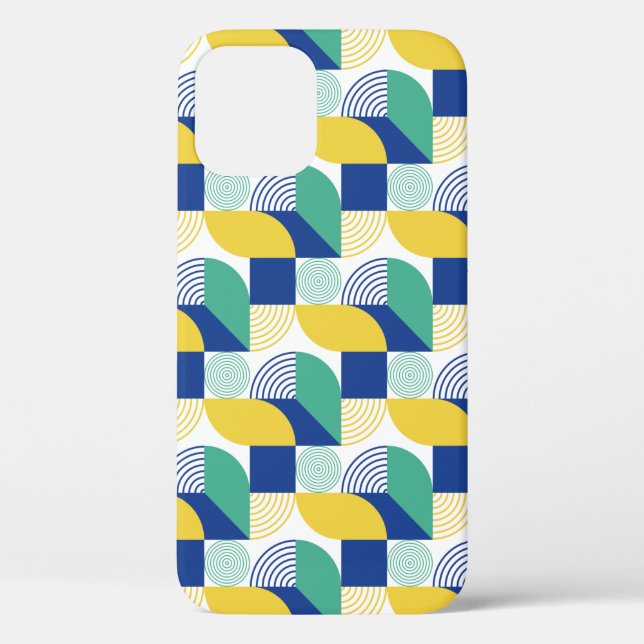 Blue Green Yellow Abstract Geometric Pattern Case-Mate iPhone Case (Back)