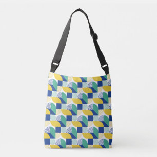 Blue Green Yellow Abstract Geometric Pattern Crossbody Bag