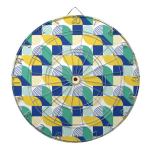 Blue Green Yellow Abstract Geometric Pattern Dartboard