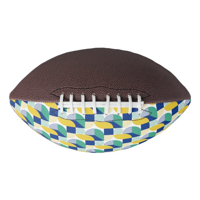 Blue Green Yellow Abstract Geometric Pattern Football (Front)