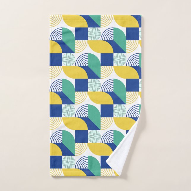 Blue Green Yellow Abstract Geometric Pattern Hand Towel (Hand Towel)