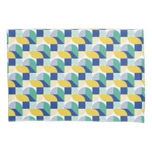 Blue Green Yellow Abstract Geometric Pattern Pillowcase