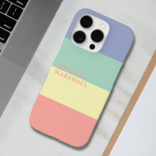 Blue, Green Yellow and Coral Pink Stripes Pattern  iPhone 16 Pro Case