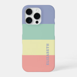 Blue, Green Yellow and Coral Pink Stripes Pattern iPhone 16 Pro Case