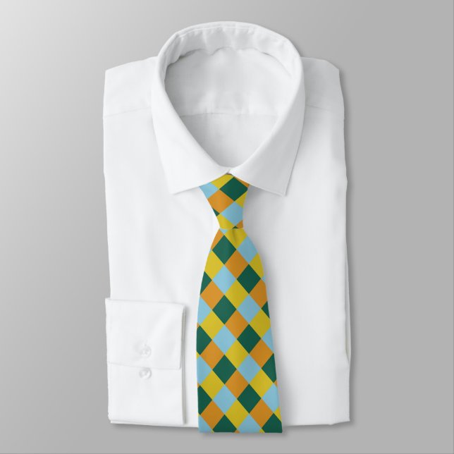 Blue Green Yellow Brown Orange Tie (Tied)