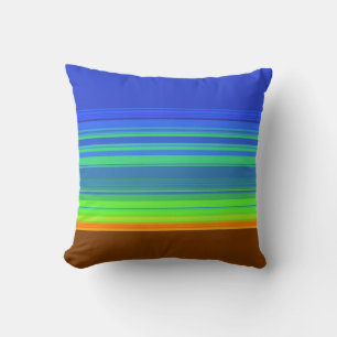 Blue Green Yellow Brown Stripes Cushion